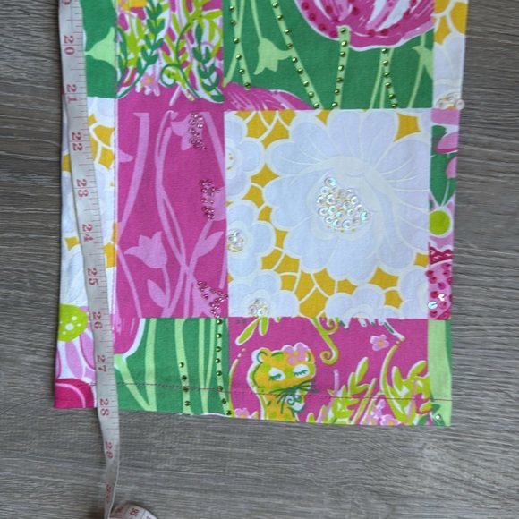 Vtg Lilly Pulitzer white label Patchwork Boot Cut Beads Rhinestones Pants 12 - Picture 8 of 11